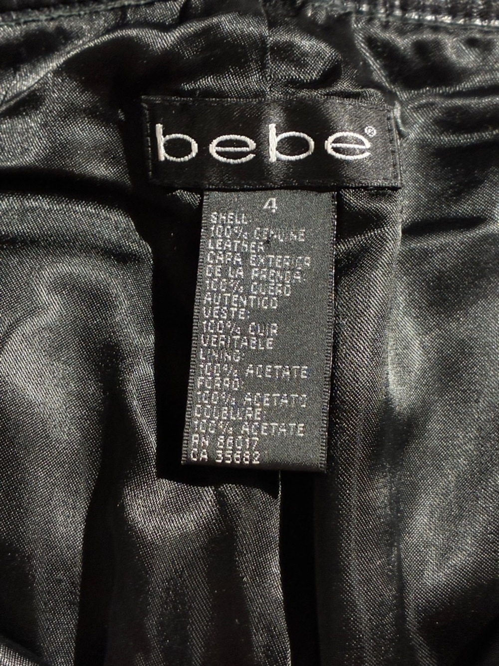 Y2K Bebe Leather Zipper Flare Pants Low Waisted Black - Picture 3 of 3